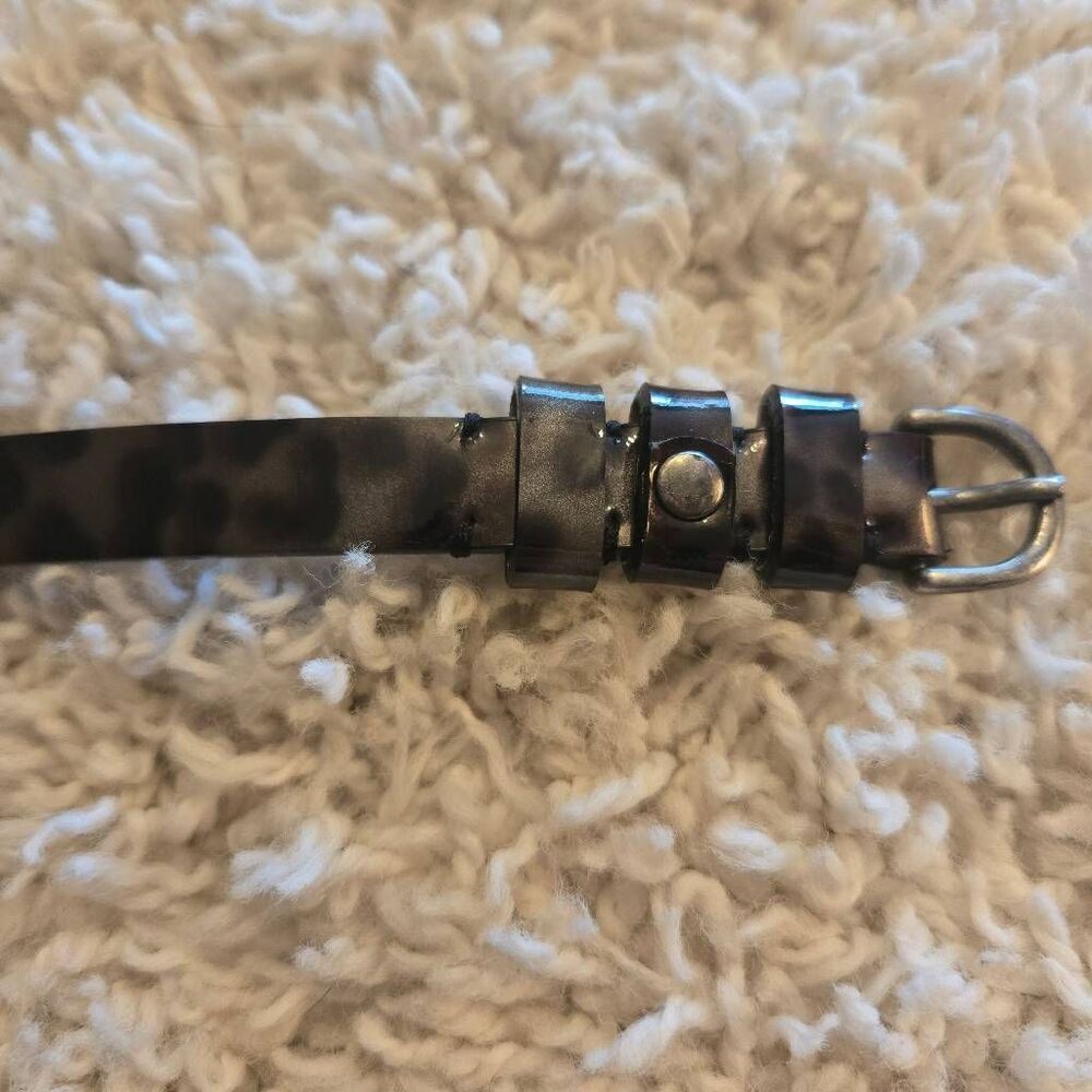J. Crew Factory Black Skinny Leather Belt with Silver Buckle